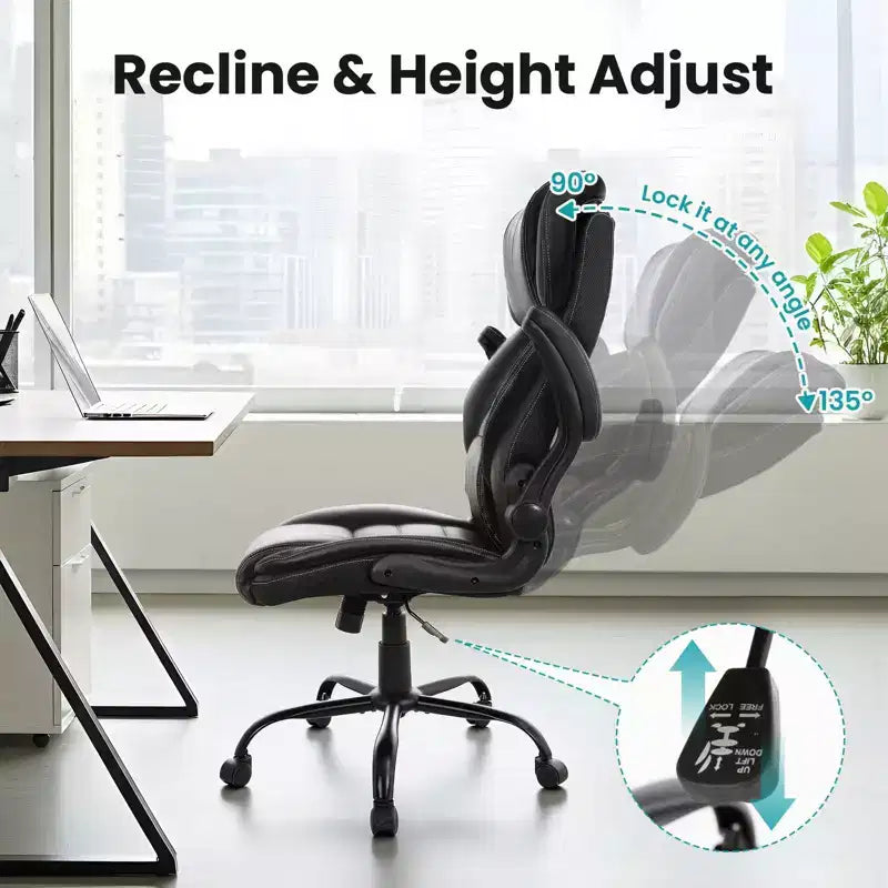 Ergonomic Office Chair, Reclining Executive Office Desk Chair with Adjustable Headrest and Pocket Spring Lumbar Support, Flip Up Armrests