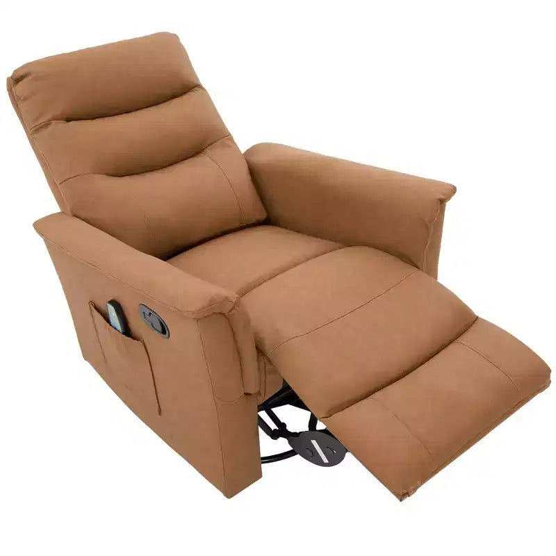 Christopher Knight Home Kal Modern Swivel Rocking Chenille Upholstered Recliner with 8-Point Massage and Adjustable Backrest