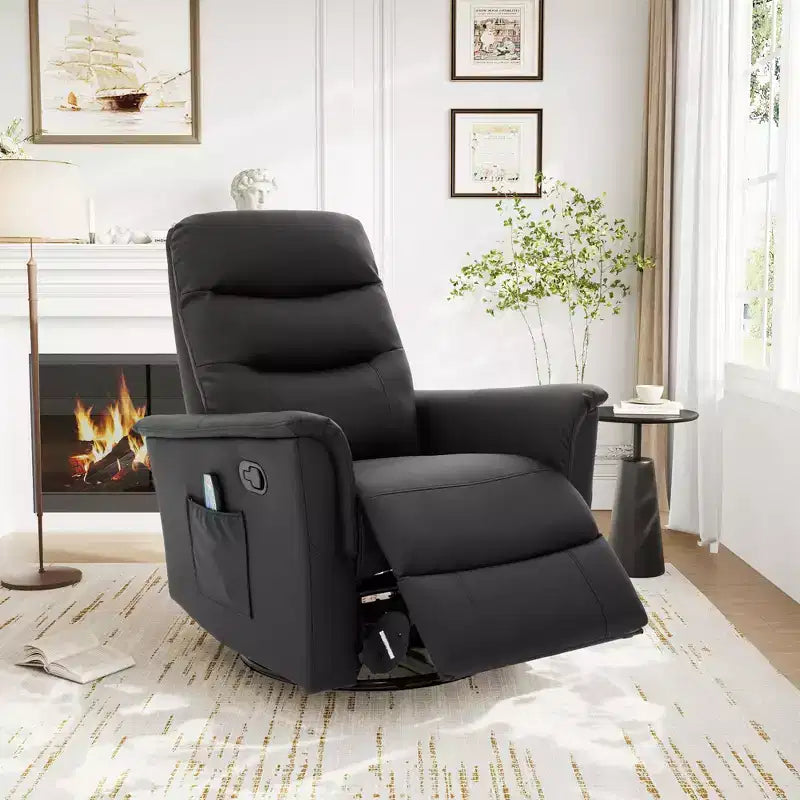 Christopher Knight Home Kal Modern Swivel Rocking Chenille Upholstered Recliner with 8-Point Massage and Adjustable Backrest