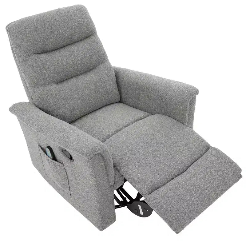 Christopher Knight Home Kal Modern Swivel Rocking Chenille Upholstered Recliner with 8-Point Massage and Adjustable Backrest