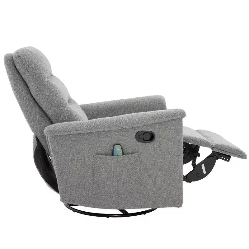 Christopher Knight Home Kal Modern Swivel Rocking Chenille Upholstered Recliner with 8-Point Massage and Adjustable Backrest