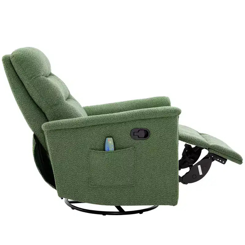 Christopher Knight Home Kal Modern Swivel Rocking Chenille Upholstered Recliner with 8-Point Massage and Adjustable Backrest