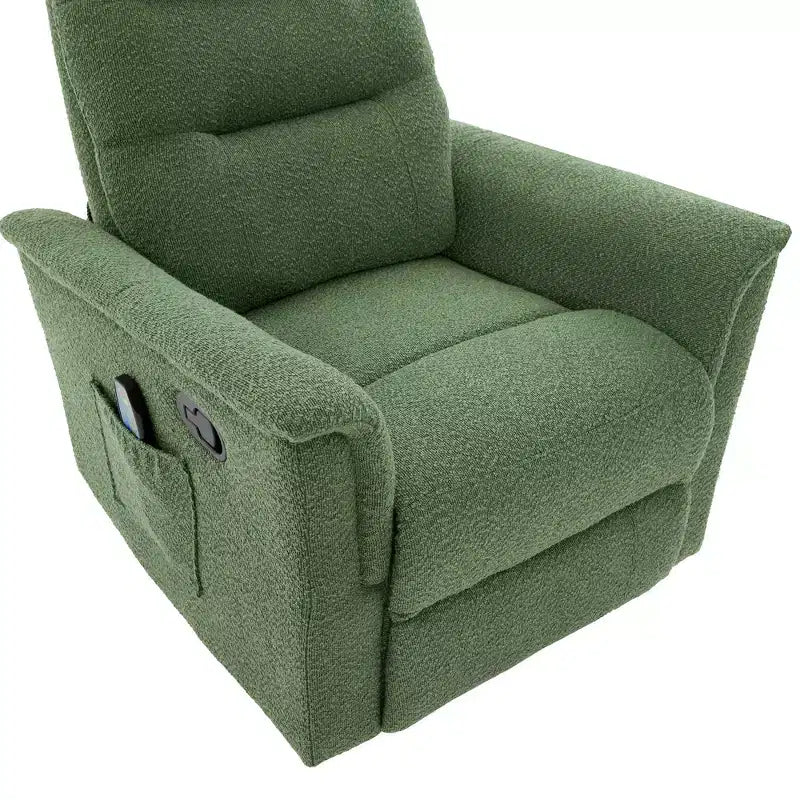 Christopher Knight Home Kal Modern Swivel Rocking Chenille Upholstered Recliner with 8-Point Massage and Adjustable Backrest