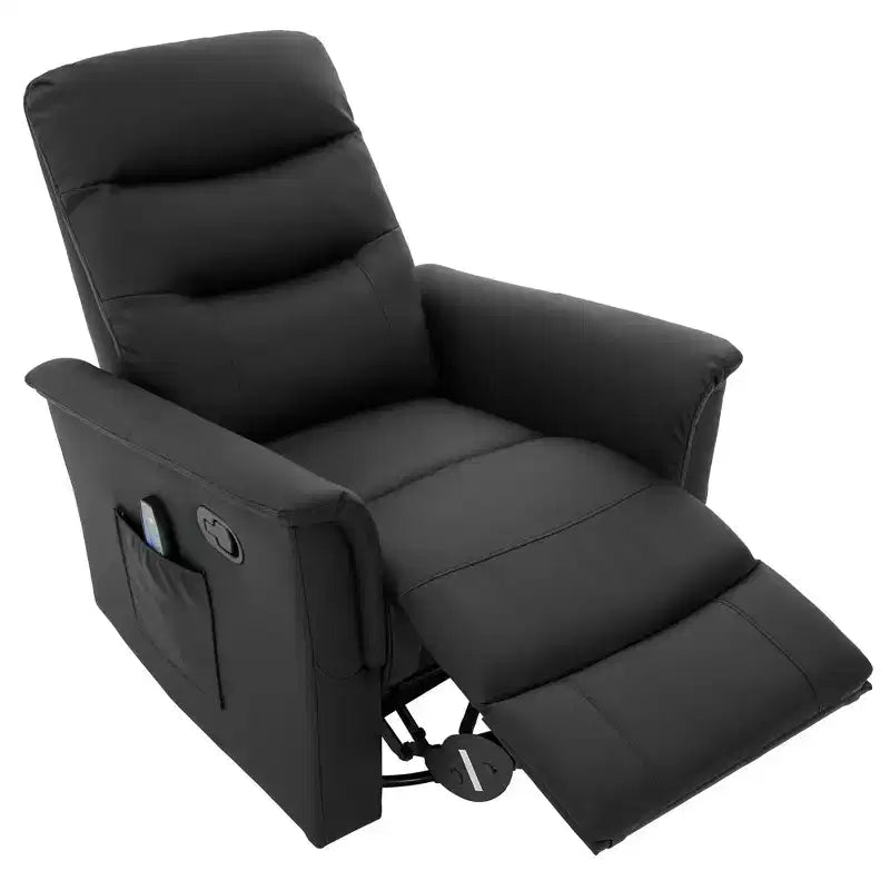Christopher Knight Home Kal Modern Swivel Rocking Chenille Upholstered Recliner with 8-Point Massage and Adjustable Backrest