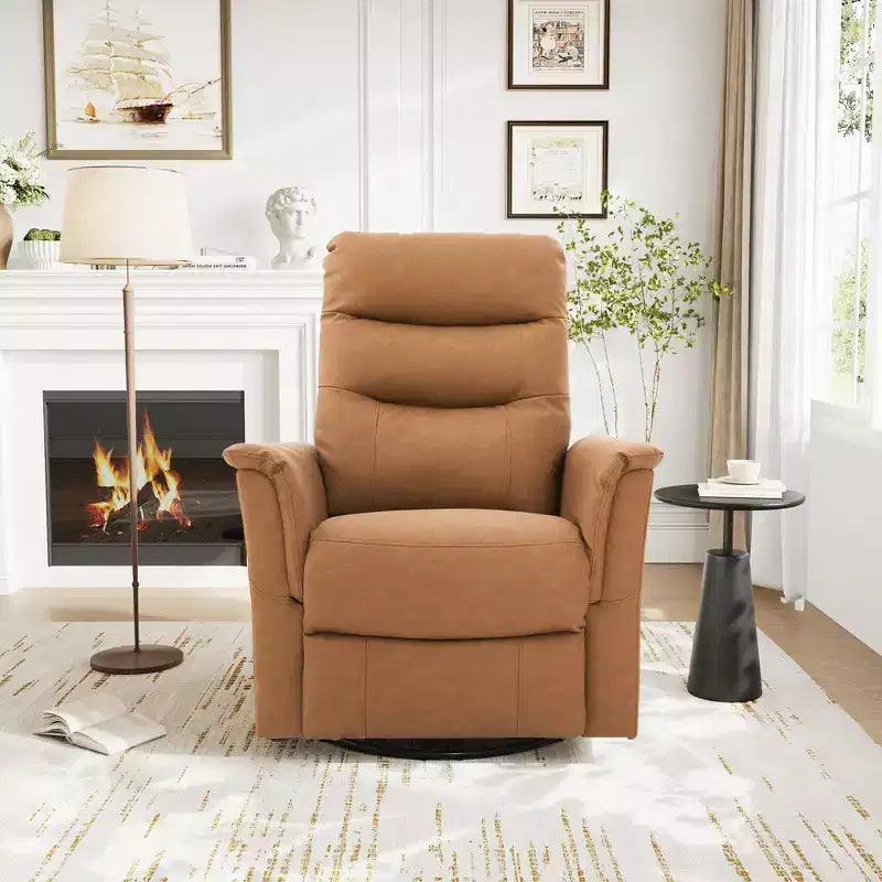 Christopher Knight Home Kal Modern Swivel Rocking Chenille Upholstered Recliner with 8-Point Massage and Adjustable Backrest