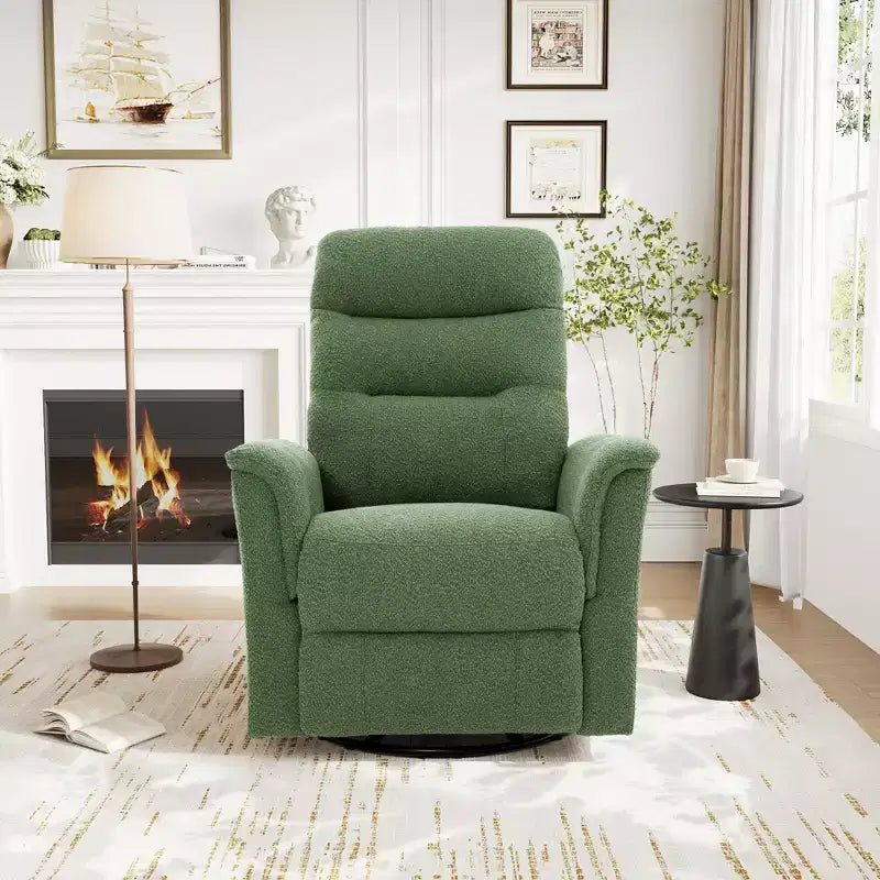 Christopher Knight Home Kal Modern Swivel Rocking Chenille Upholstered Recliner with 8-Point Massage and Adjustable Backrest
