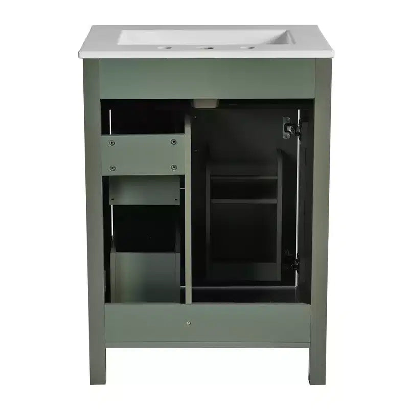 24 Small Bathroom Vanity Sink Combo with Drawers, Bathroom Floor Cabinet with Shelf and Soft Close Door
