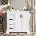 36 White Bathroom Vanity with Sink, Bathroom Floor Cabinet with Soft-Close Door, Adjustable Shelf & 3 Drawers