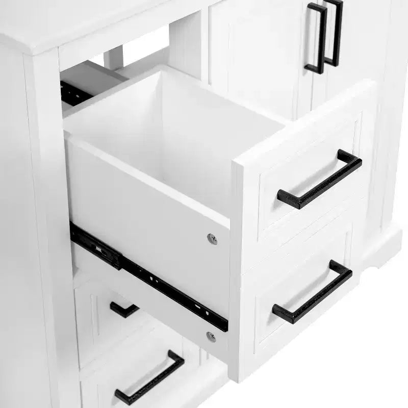 36 White Bathroom Vanity with Sink, Bathroom Floor Cabinet with Soft-Close Door, Adjustable Shelf & 3 Drawers