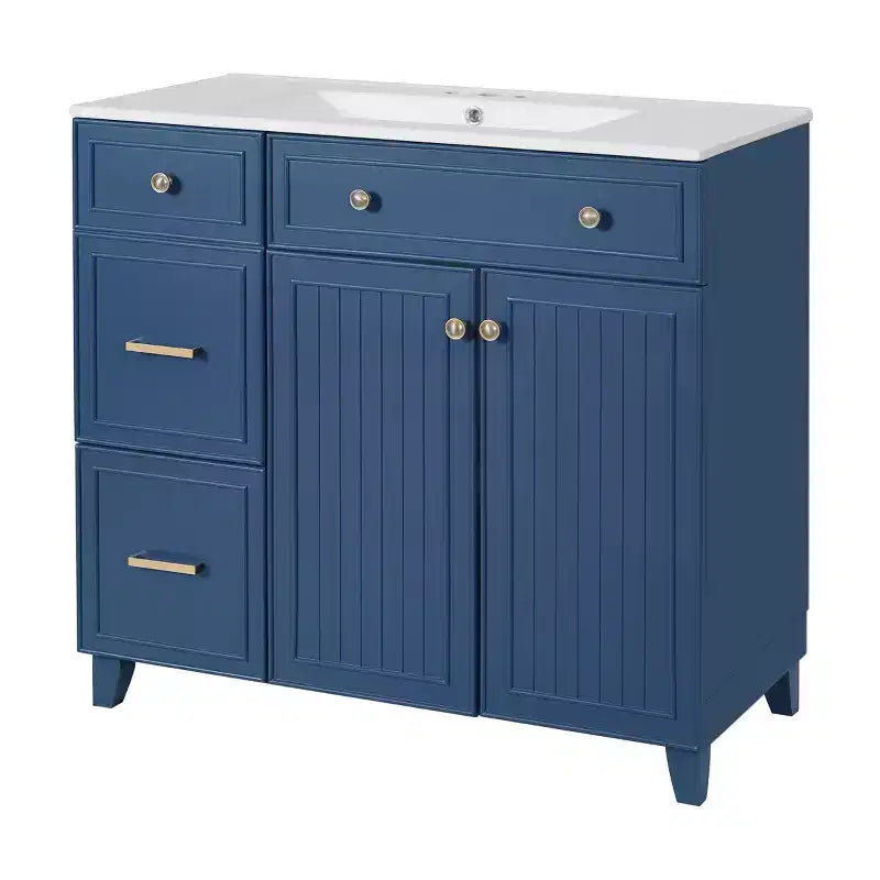 36 Bathroom Vanity Sink Combo with Drawers and Adjustable Shelves, Modern Storage Cabinet with Soft Close Doors