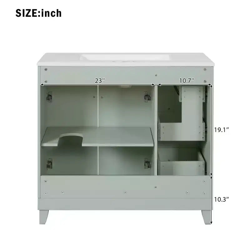 36 Bathroom Vanity Sink Combo with Drawers and Adjustable Shelves, Modern Storage Cabinet with Soft Close Doors