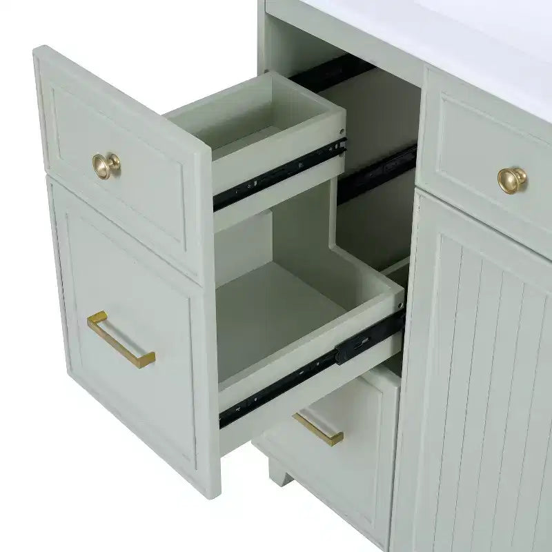36 Bathroom Vanity Sink Combo with Drawers and Adjustable Shelves, Modern Storage Cabinet with Soft Close Doors