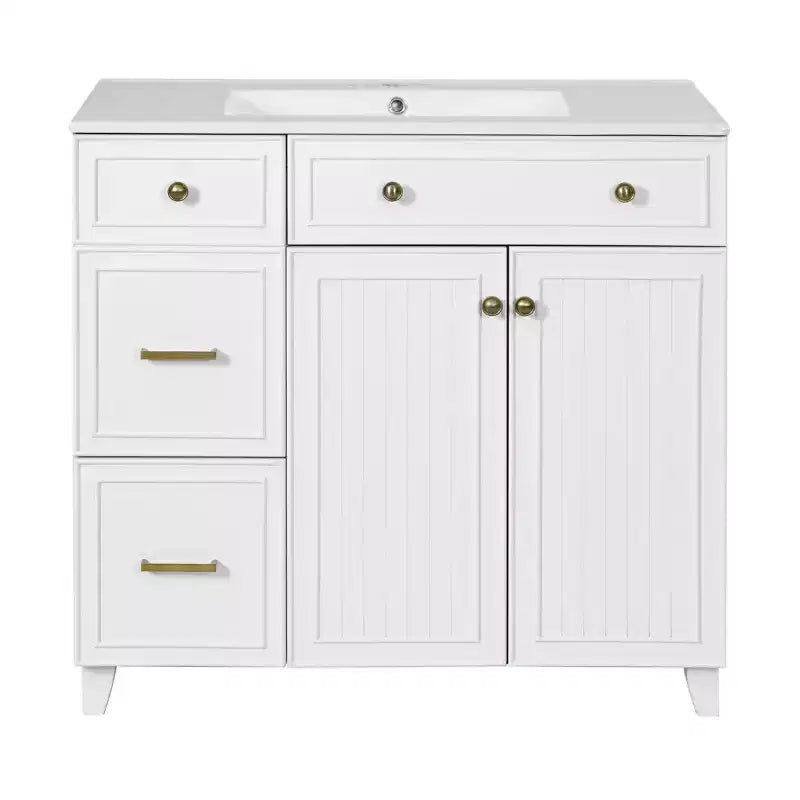 36 Bathroom Vanity Sink Combo with Drawers and Adjustable Shelves, Modern Storage Cabinet with Soft Close Doors