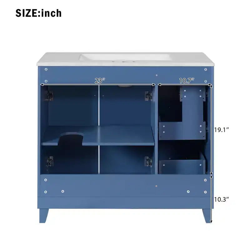 36 Bathroom Vanity Sink Combo with Drawers and Adjustable Shelves, Modern Storage Cabinet with Soft Close Doors