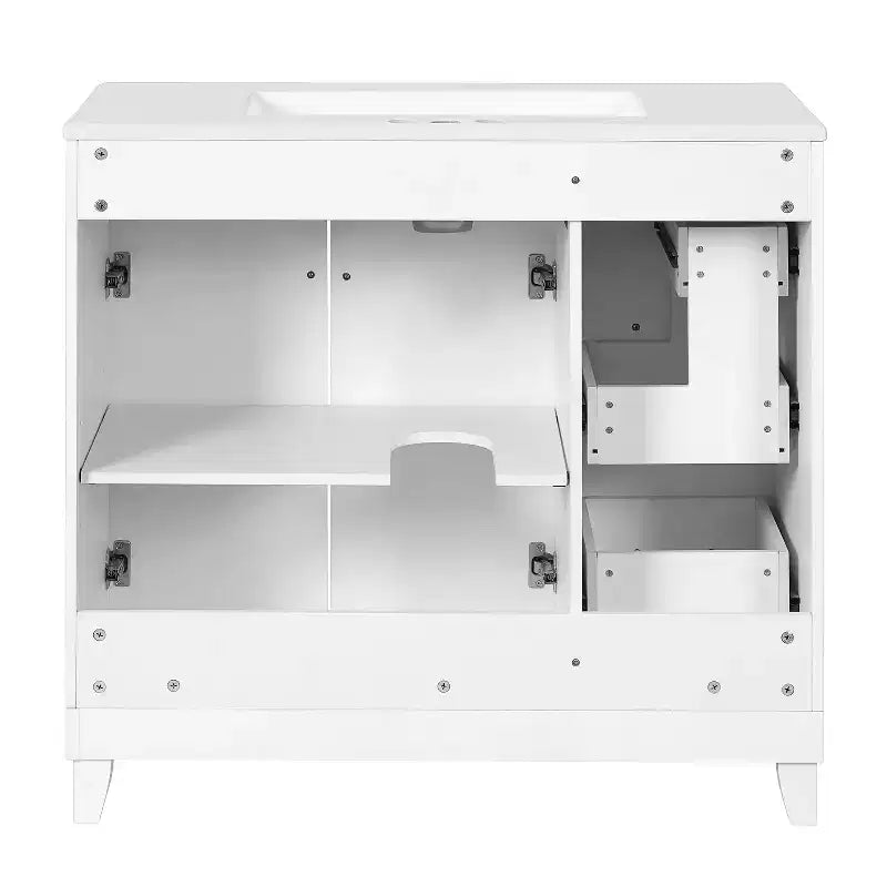 36 Bathroom Vanity Sink Combo with Drawers and Adjustable Shelves, Modern Storage Cabinet with Soft Close Doors
