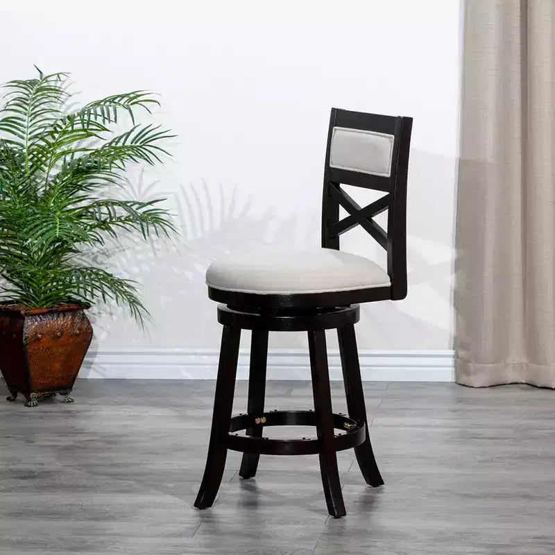 Tabouret de comptoir tournant moderne, Chaise de salle à manger sans dossier rembourrée, Tabouret de bar à dossier en X pour cuisine, restaurant, bureau, salon