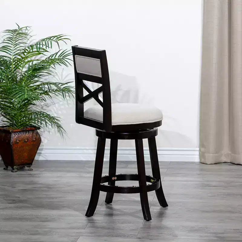 Tabouret de comptoir tournant moderne, Chaise de salle à manger sans dossier rembourrée, Tabouret de bar à dossier en X pour cuisine, restaurant, bureau, salon
