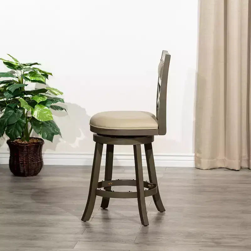 Tabouret de comptoir tournant moderne, Chaise de salle à manger sans dossier rembourrée, Tabouret de bar à dossier en X pour cuisine, restaurant, bureau, salon