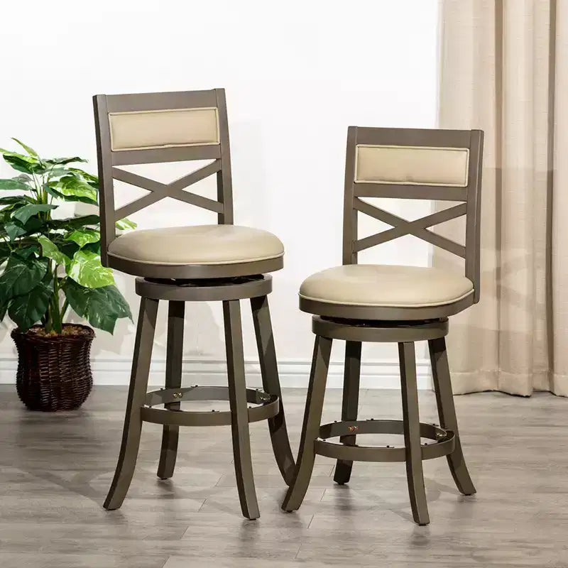 Tabouret de comptoir tournant moderne, Chaise de salle à manger sans dossier rembourrée, Tabouret de bar à dossier en X pour cuisine, restaurant, bureau, salon