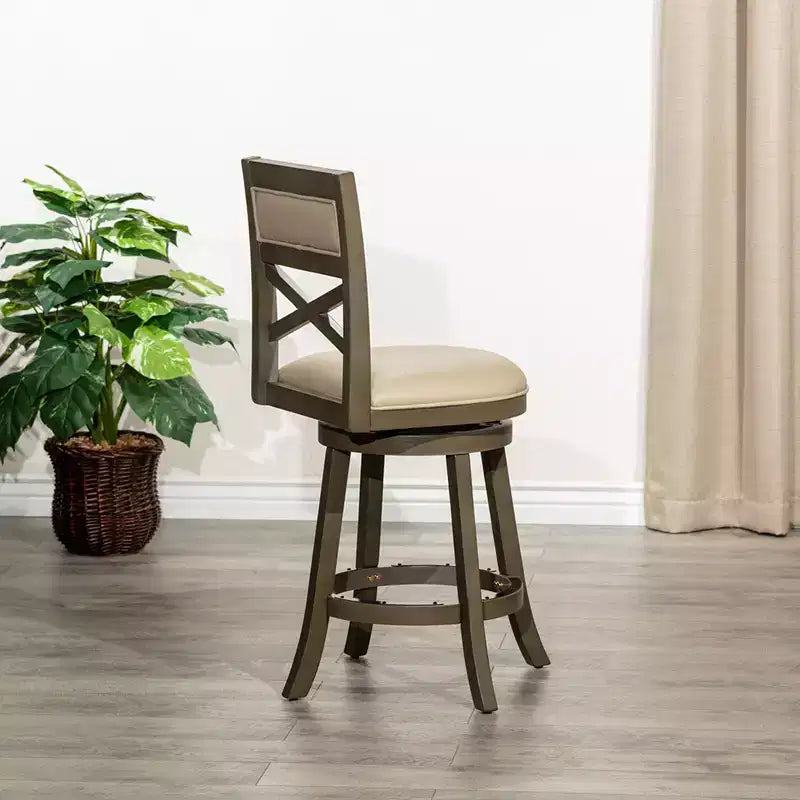 Tabouret de comptoir tournant moderne, Chaise de salle à manger sans dossier rembourrée, Tabouret de bar à dossier en X pour cuisine, restaurant, bureau, salon