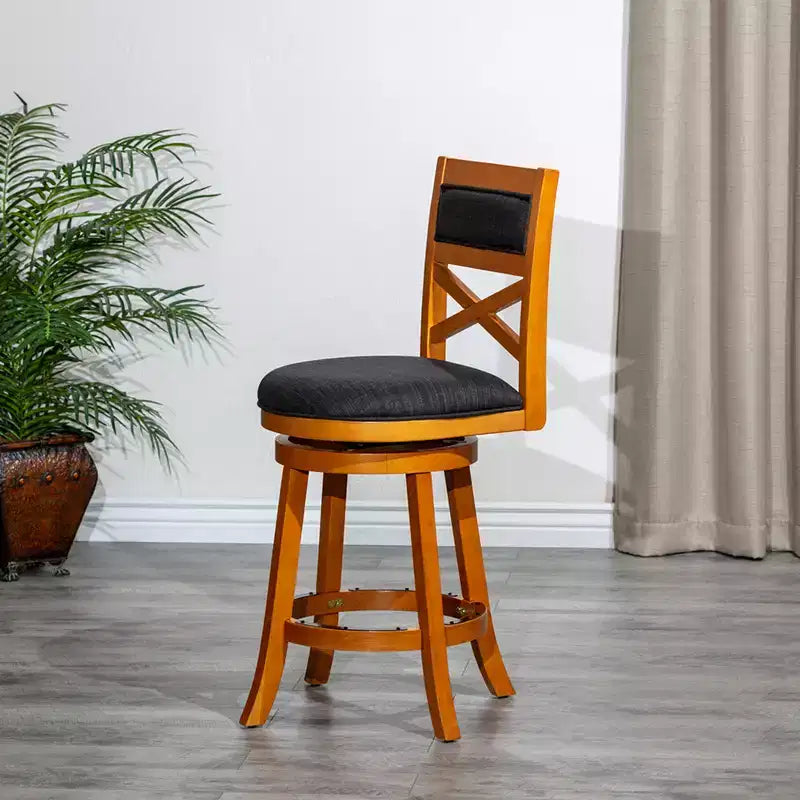 Tabouret de comptoir tournant moderne, Chaise de salle à manger sans dossier rembourrée, Tabouret de bar à dossier en X pour cuisine, restaurant, bureau, salon