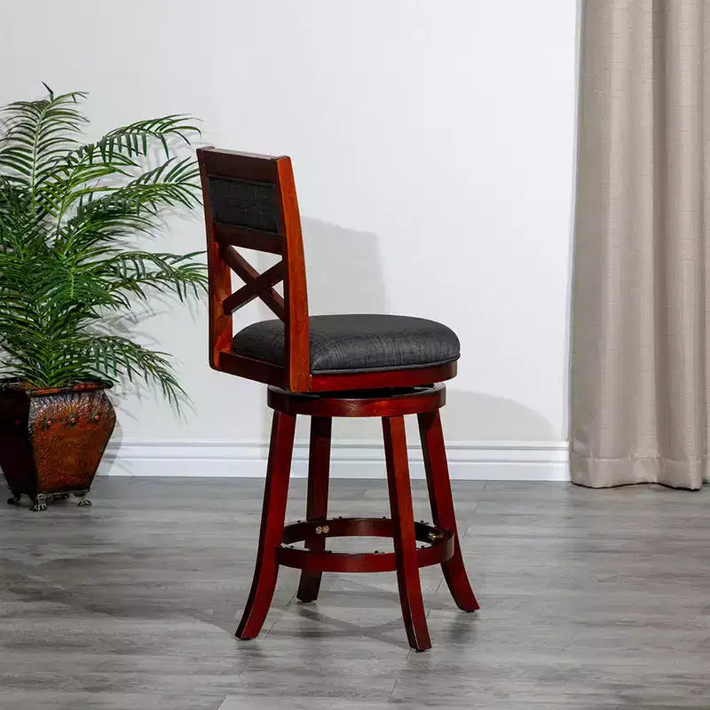Tabouret de comptoir tournant moderne, Chaise de salle à manger sans dossier rembourrée, Tabouret de bar à dossier en X pour cuisine, restaurant, bureau, salon