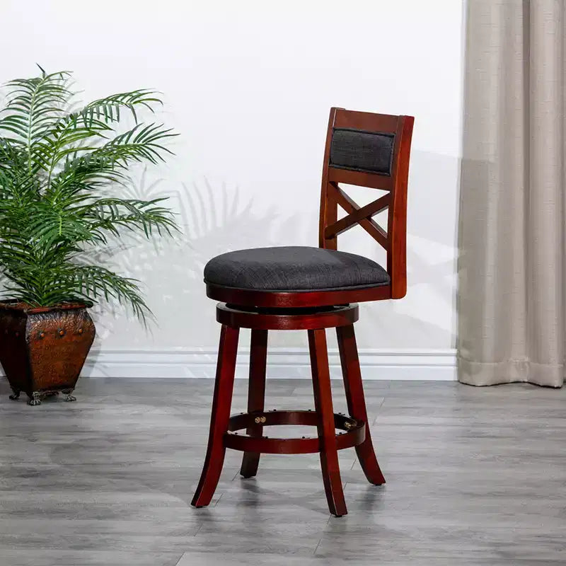 Tabouret de comptoir tournant moderne, Chaise de salle à manger sans dossier rembourrée, Tabouret de bar à dossier en X pour cuisine, restaurant, bureau, salon