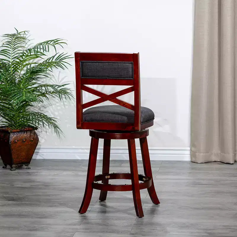Tabouret de comptoir tournant moderne, Chaise de salle à manger sans dossier rembourrée, Tabouret de bar à dossier en X pour cuisine, restaurant, bureau, salon