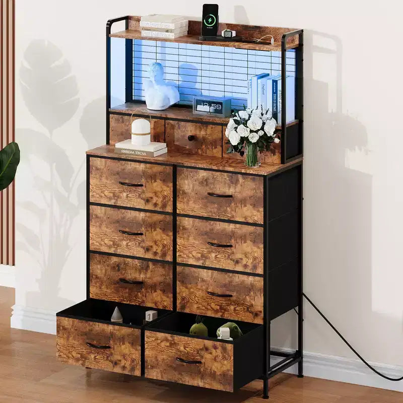 Commode intelligente à 11 tiroirs en tissu, organisateur de rangement industriel avec dispositif anti-basculement pour chambre à coucher, salon, placard