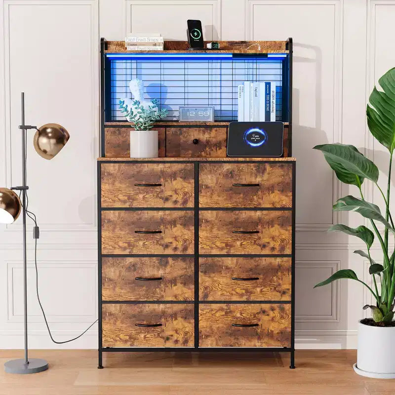 Commode intelligente à 11 tiroirs en tissu, organisateur de rangement industriel avec dispositif anti-basculement pour chambre à coucher, salon, placard