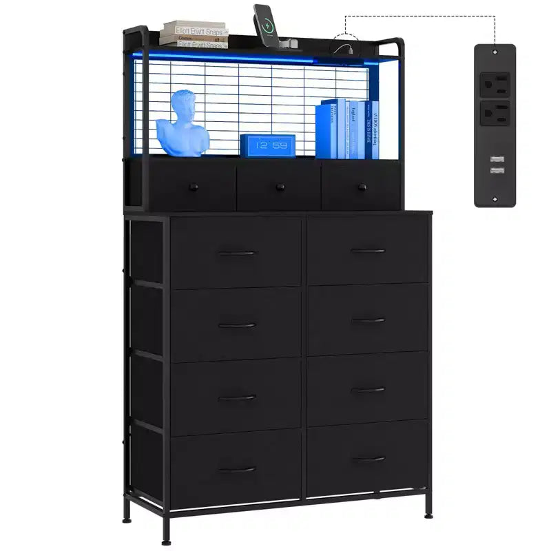 Commode intelligente à 11 tiroirs en tissu, organisateur de rangement industriel avec dispositif anti-basculement pour chambre à coucher, salon, placard