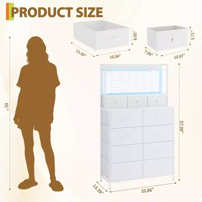 Commode intelligente à 11 tiroirs en tissu, organisateur de rangement industriel avec dispositif anti-basculement pour chambre à coucher, salon, placard