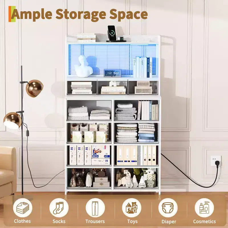 Commode intelligente à 11 tiroirs en tissu, organisateur de rangement industriel avec dispositif anti-basculement pour chambre à coucher, salon, placard