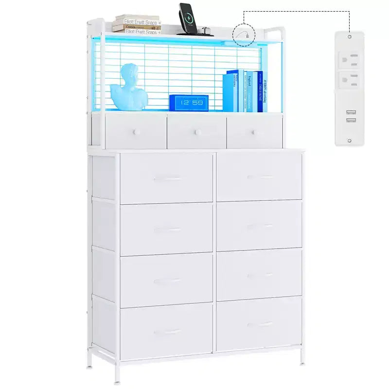 Commode intelligente à 11 tiroirs en tissu, organisateur de rangement industriel avec dispositif anti-basculement pour chambre à coucher, salon, placard