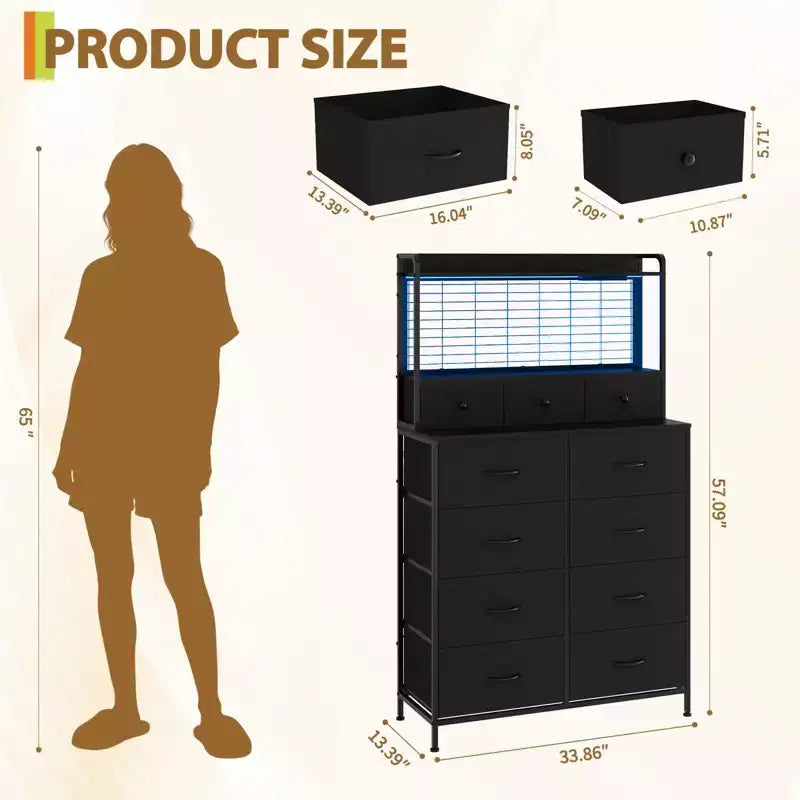 Commode intelligente à 11 tiroirs en tissu, organisateur de rangement industriel avec dispositif anti-basculement pour chambre à coucher, salon, placard