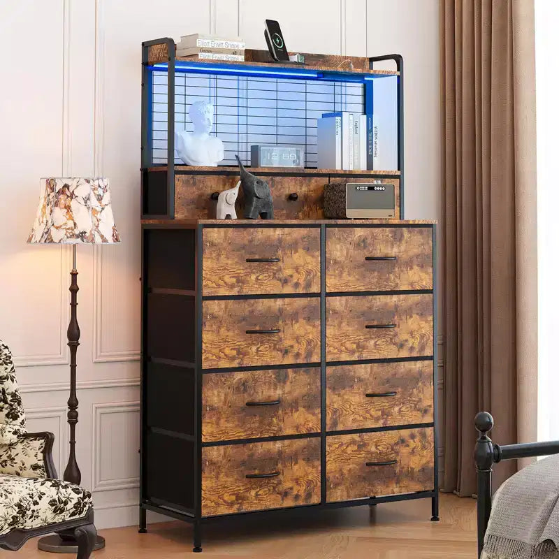Commode intelligente à 11 tiroirs en tissu, organisateur de rangement industriel avec dispositif anti-basculement pour chambre à coucher, salon, placard