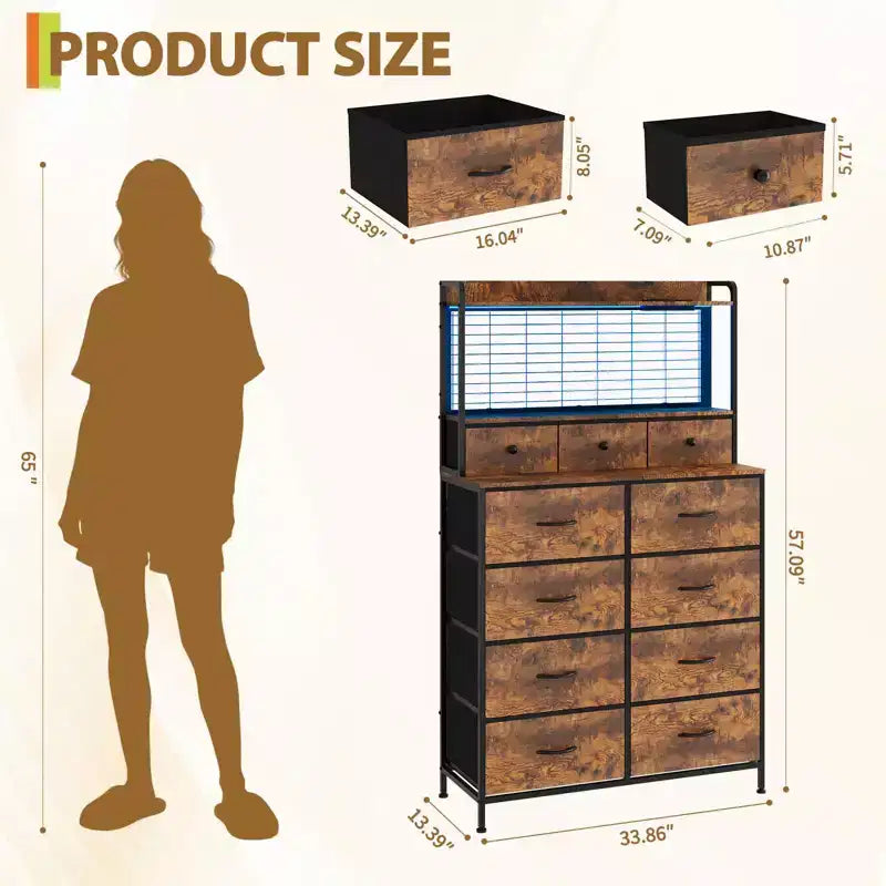 Commode intelligente à 11 tiroirs en tissu, organisateur de rangement industriel avec dispositif anti-basculement pour chambre à coucher, salon, placard