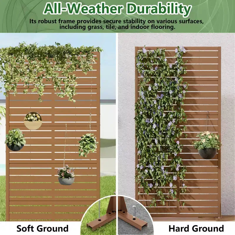 Panneaux de clôture de jardin en métal pour brise-vue extérieur, treillis autoportant pour patio, terrasse, jardin 72 x 35/70/94 po (L), 59 x 30/60 po (H x L)