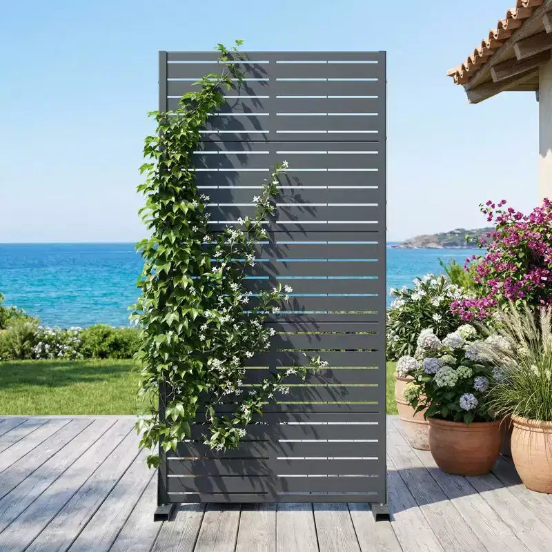 Panneaux de clôture de jardin en métal pour brise-vue extérieur, treillis autoportant pour patio, terrasse, jardin 72 x 35/70/94 po (L), 59 x 30/60 po (H x L)