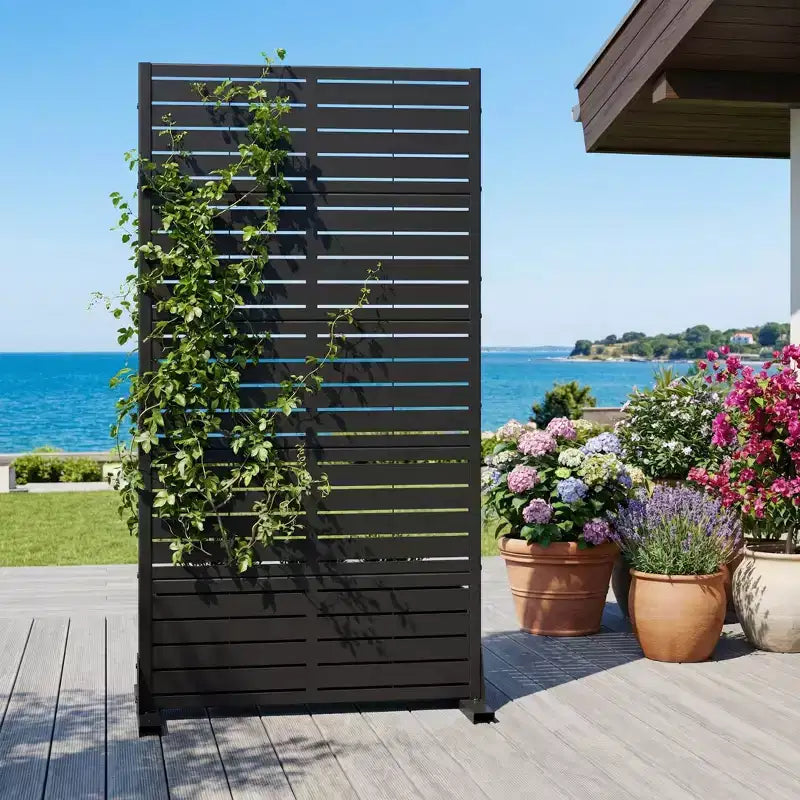 Panneaux de clôture de jardin en métal pour brise-vue extérieur, treillis autoportant pour patio, terrasse, jardin 72 x 35/70/94 po (L), 59 x 30/60 po (H x L)
