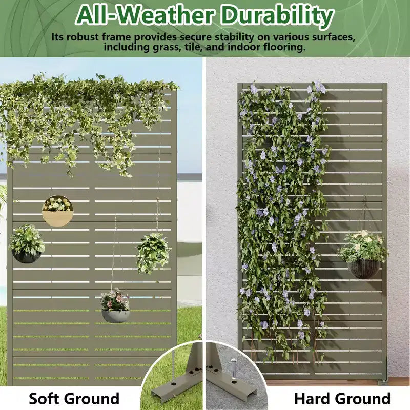 Panneaux de clôture de jardin en métal pour brise-vue extérieur, treillis autoportant pour patio, terrasse, jardin 72 x 35/70/94 po (L), 59 x 30/60 po (H x L)