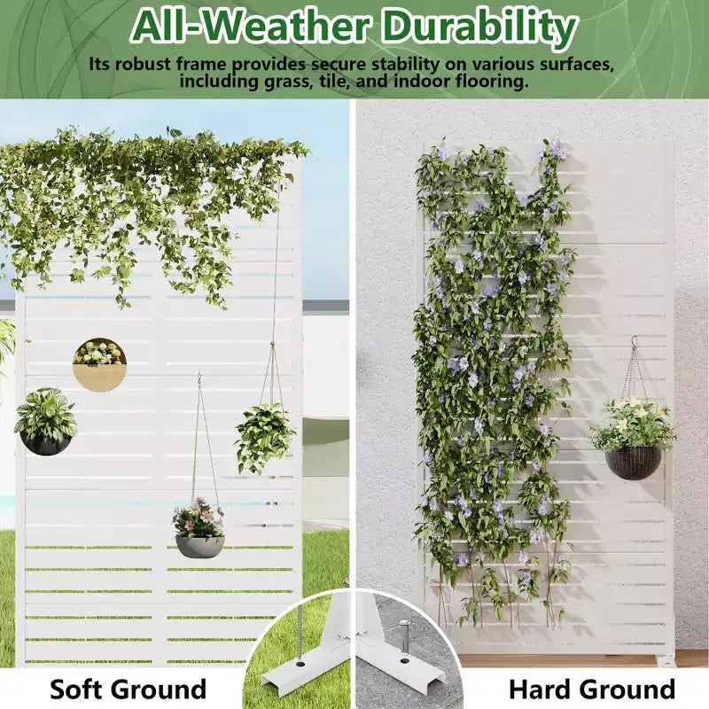 Panneaux de clôture de jardin en métal pour brise-vue extérieur, treillis autoportant pour patio, terrasse, jardin 72 x 35/70/94 po (L), 59 x 30/60 po (H x L)