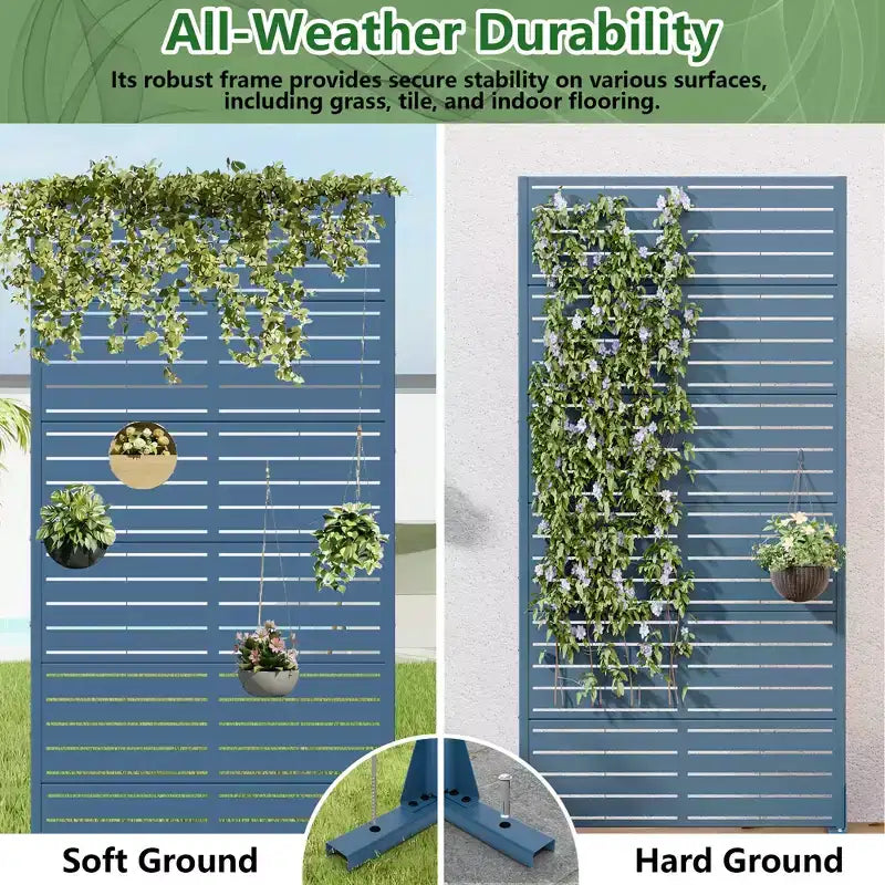 Panneaux de clôture de jardin en métal pour brise-vue extérieur, treillis autoportant pour patio, terrasse, jardin 72 x 35/70/94 po (L), 59 x 30/60 po (H x L)