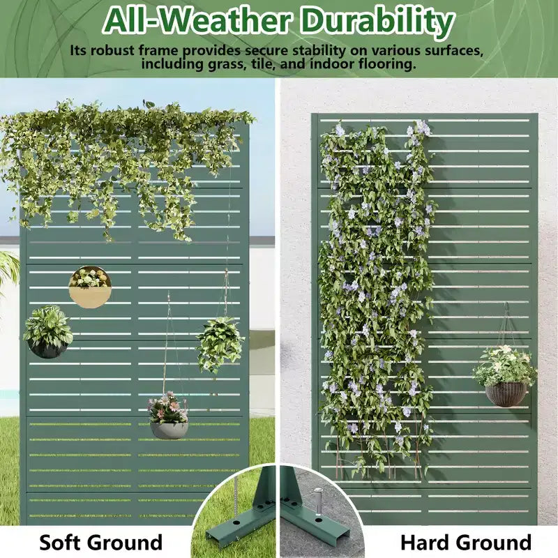 Panneaux de clôture de jardin en métal pour brise-vue extérieur, treillis autoportant pour patio, terrasse, jardin 72 x 35/70/94 po (L), 59 x 30/60 po (H x L)