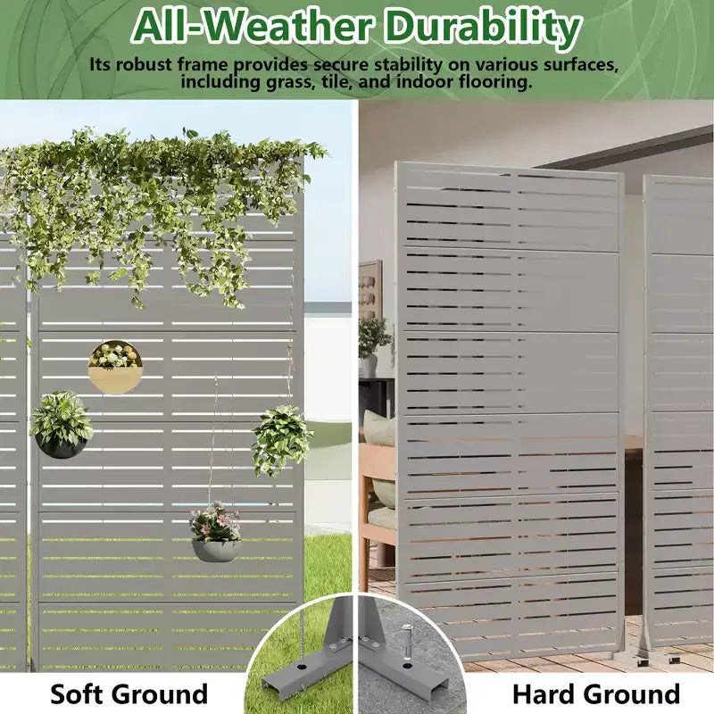 Panneaux de clôture de jardin en métal pour brise-vue extérieur, treillis autoportant pour patio, terrasse, jardin 72 x 35/70/94 po (L), 59 x 30/60 po (H x L)