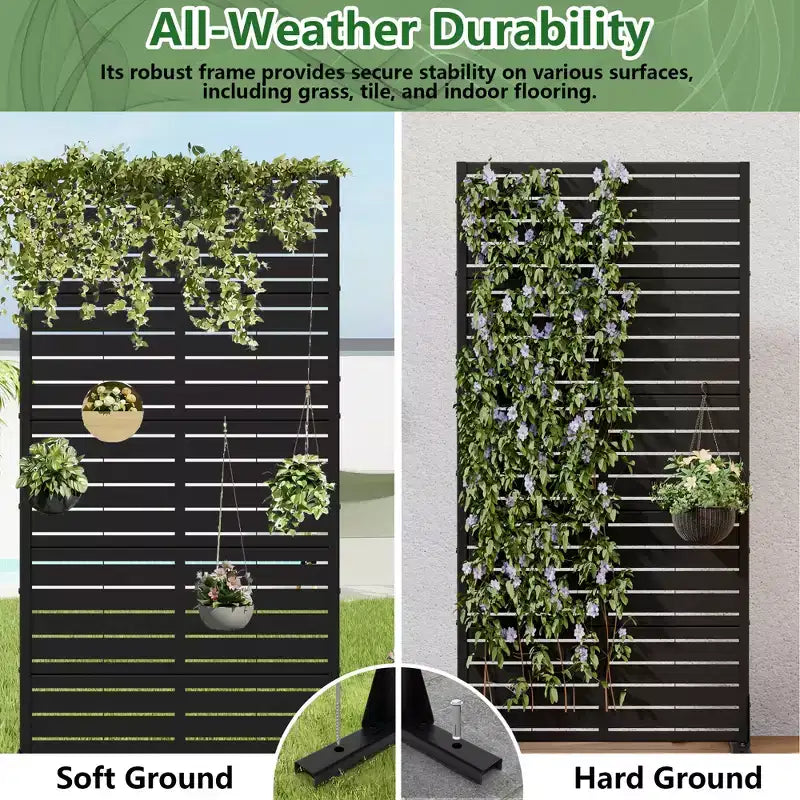 Panneaux de clôture de jardin en métal pour brise-vue extérieur, treillis autoportant pour patio, terrasse, jardin 72 x 35/70/94 po (L), 59 x 30/60 po (H x L)