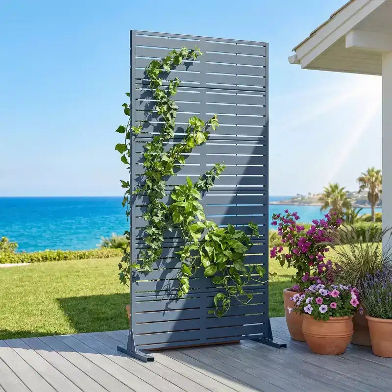 Panneaux de clôture de jardin en métal pour brise-vue extérieur, treillis autoportant pour patio, terrasse, jardin 72 x 35/70/94 po (L), 59 x 30/60 po (H x L)