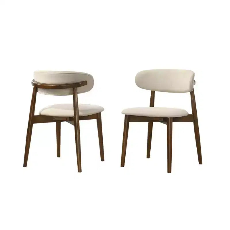Chaises de salle à manger capitonnées, finition noyer