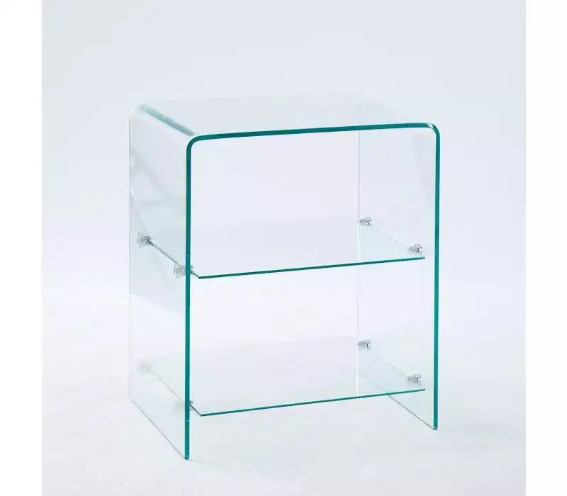 Table d'appoint à 2 niveaux en verre trempé, table de chevet/d'appoint moderne et transparente pour salon et chambre à coucher