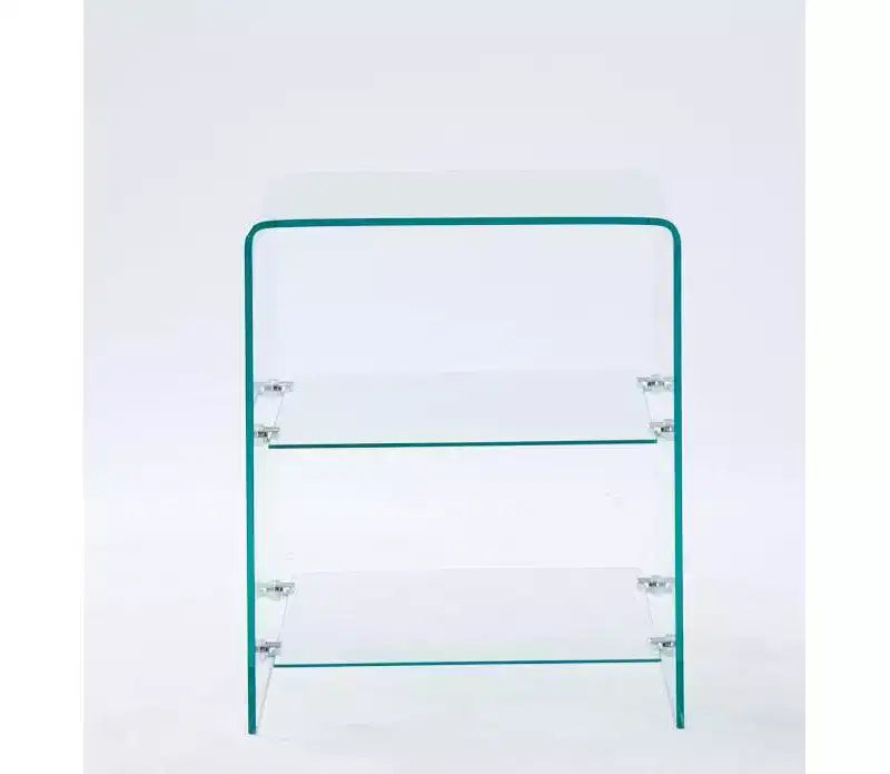 Table d'appoint à 2 niveaux en verre trempé, table de chevet/d'appoint moderne et transparente pour salon et chambre à coucher